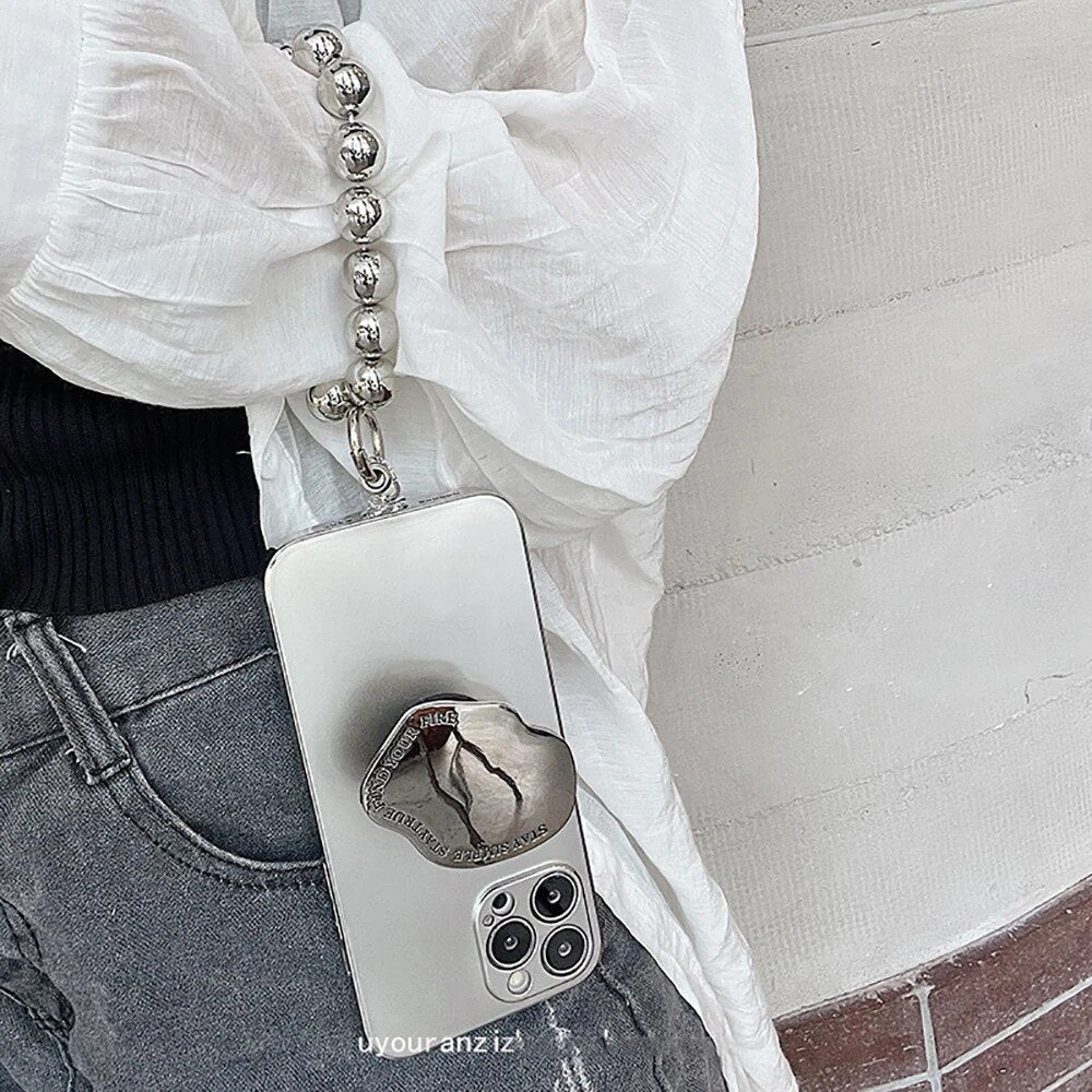 Silver Stone Matte Case With Charm