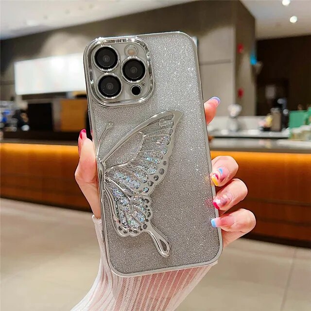 Glittery Butterfly Liquid Case