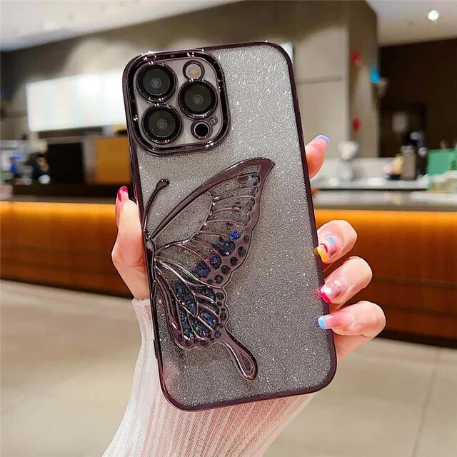 Glittery Butterfly Liquid Case