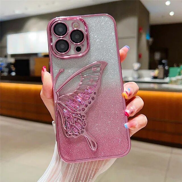 Glittery Butterfly Liquid Case