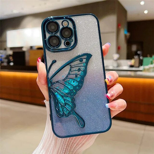 Glittery Butterfly Liquid Case