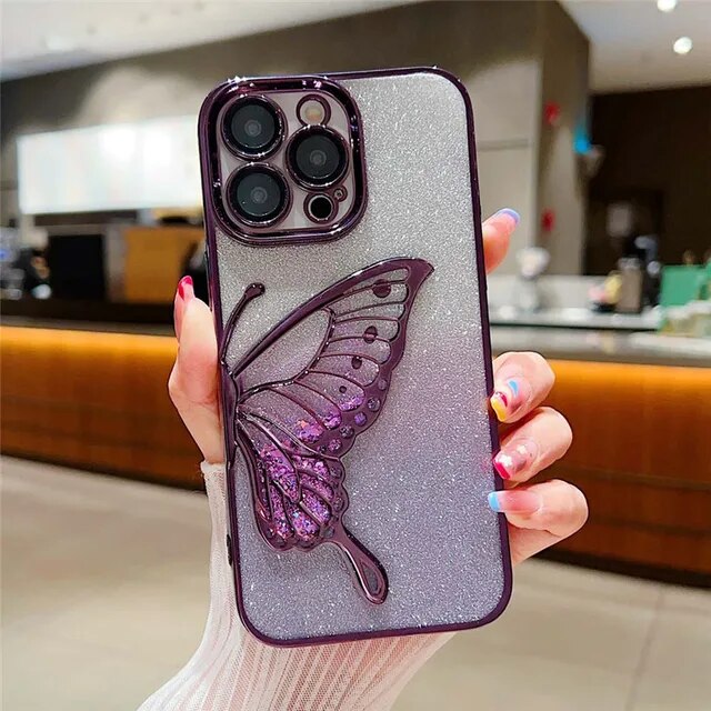 Glittery Butterfly Liquid Case