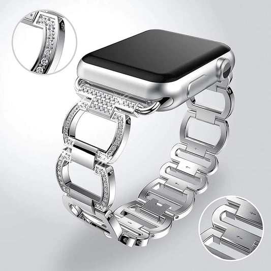 Luxury Metallic Square Block Diamond Apple Watch