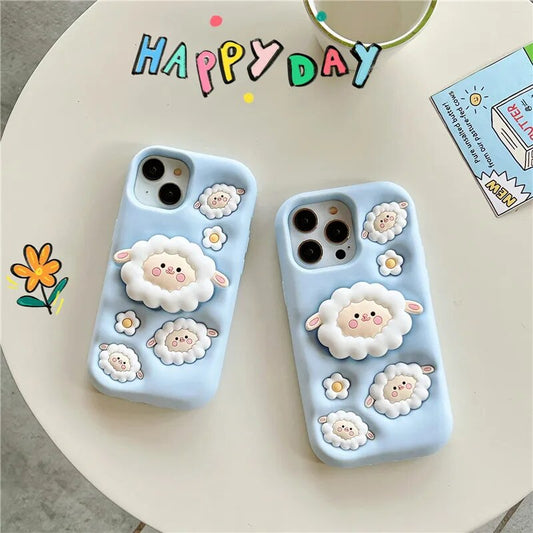 3-D Cloud Sheep Face iPhone Case