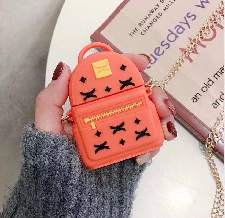 Orange Bag Airpod Case with chain