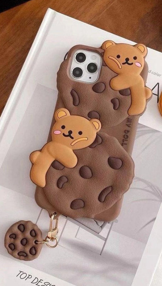 Cute Cookie Bear Silicon Case with Cookie Charm