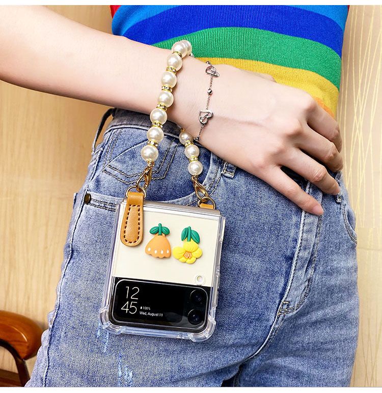 Flower Pearl Chain Transparent Samsung Cover