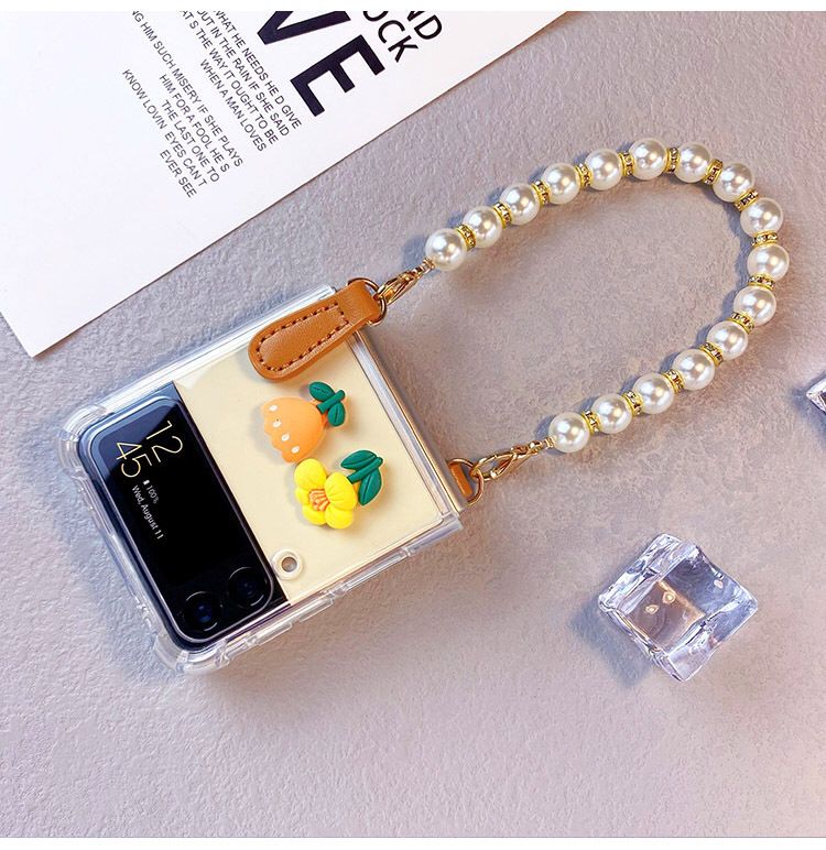 Flower Pearl Chain Transparent Samsung Cover