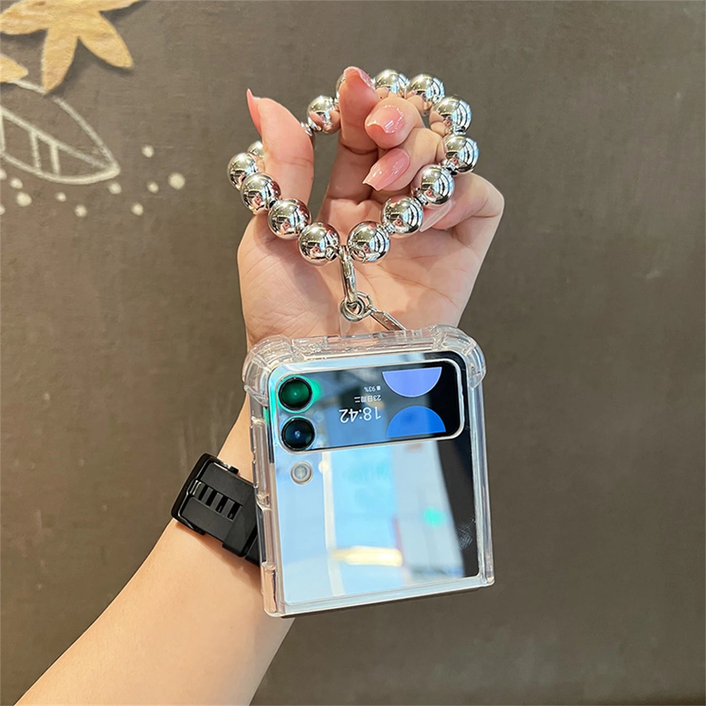 Luxury Mirror Stone Samsung Case with Silver Beads