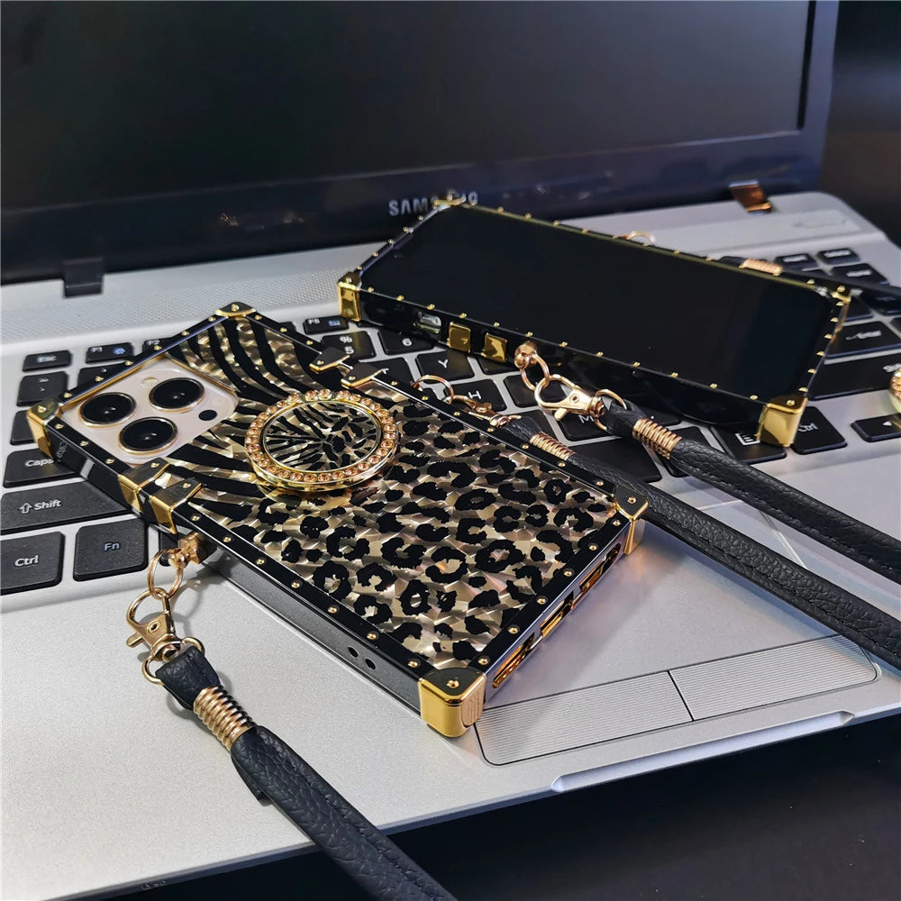 Luxury Gold Leopard Case For Samsung with Ring Holder